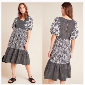 NWT Anthropologie Adrienne Flounced Midi Dress